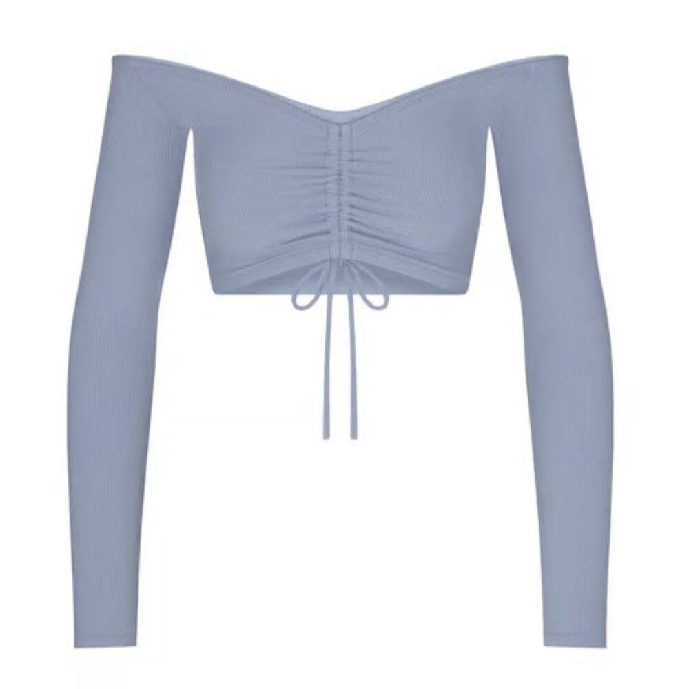 SKIMS "Soft Lounge" Ruched Long Sleeve Crop Top